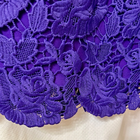 NWOT ! Ralph Lauren Purple Floral Lace Back Zip Lined - Picture 5 of 9